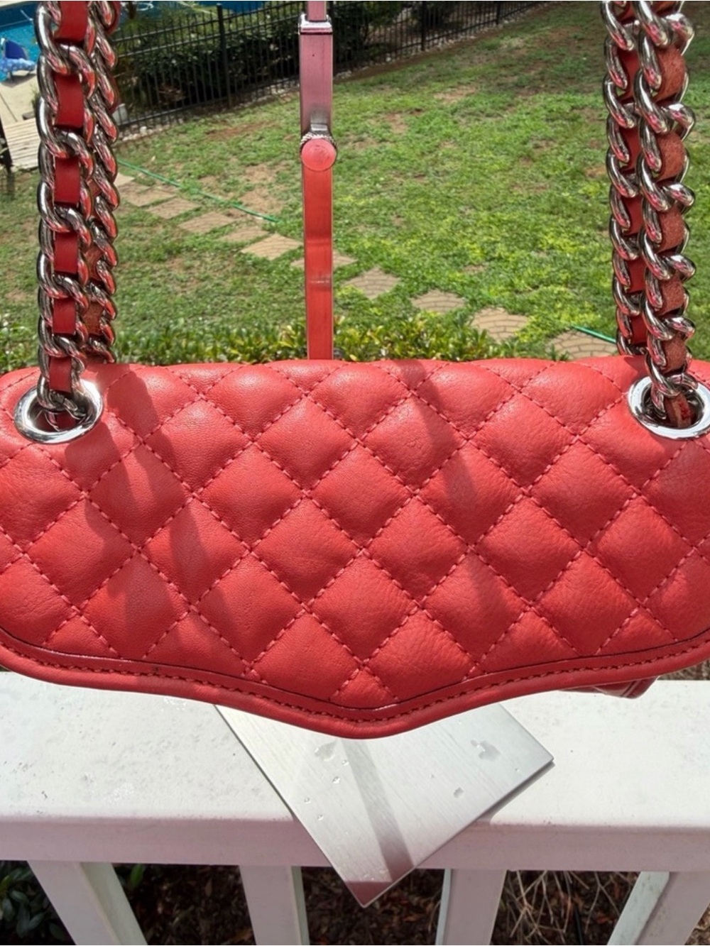 Rebecca Minkoff Quilted Coral-Red Chain Crossbody - Picture 12 of 13
